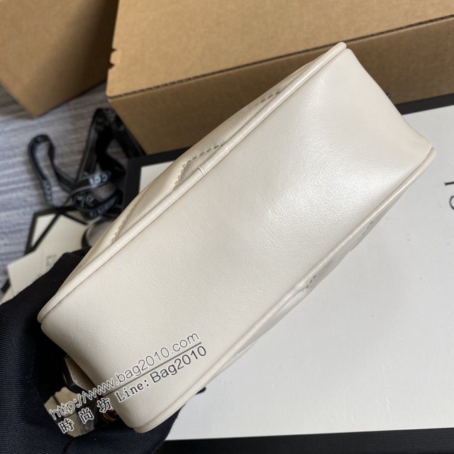 Gucci新款包包 古馳Marmont系列白色女包 Gucci正品原廠皮相機包 448065  ydg3154